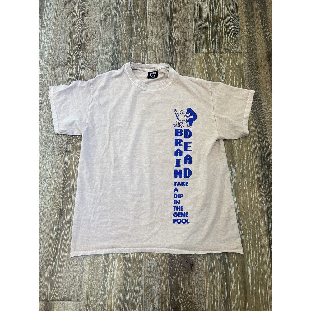Brain Dead Beige Tee with Blue Graphic